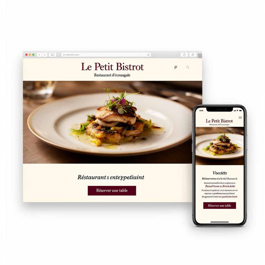 Nouveau site moderne et élégant du restaurant Le Petit Bistrot sur desktop et mobile
